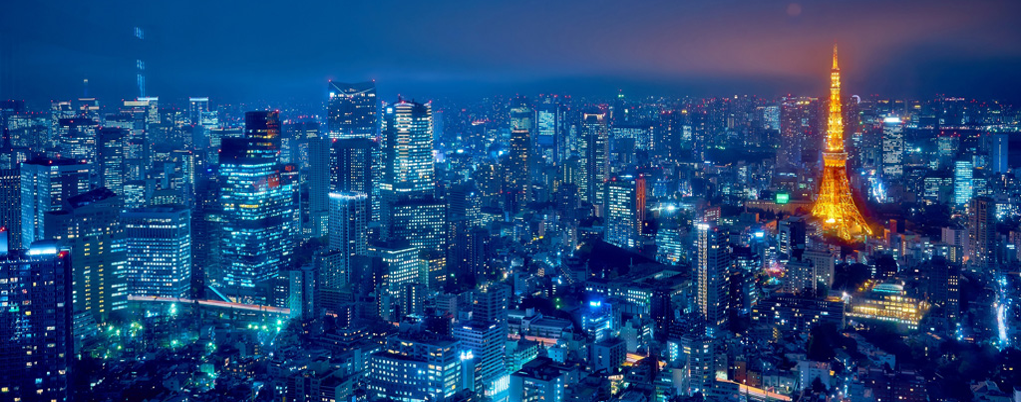 上から見下ろした都会の夜景