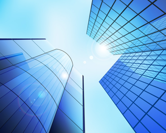 空を背景にしたビル群